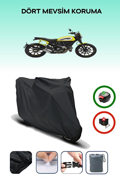 Breen Black Rear Bag Compatible Ducati Scrambler Flat Track Pro Compatible Motorcycle Canvas Motor Cover