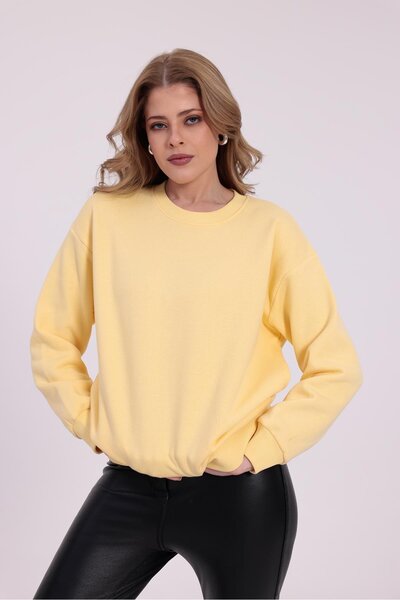 yakamor Women's Fleece-Lined Oversized Zero Neck Sweat