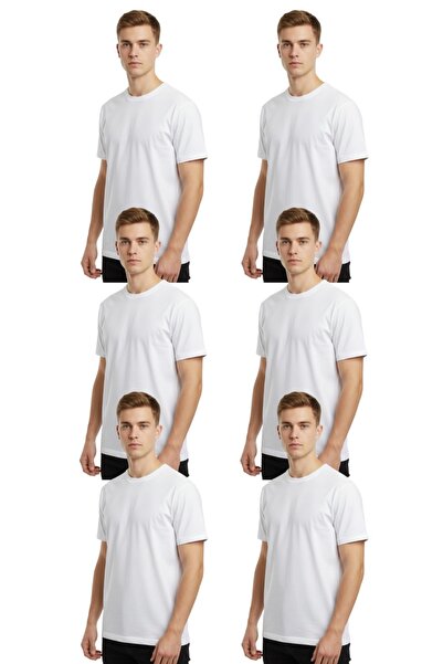 DK İÇ GİYİM Men's Short Sleeve T-Shirt with Zero Neckline, 6 Pieces