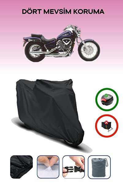 Breen حقيبة خلفية سوداء متوافقة مع غطاء محرك الدراجة النارية Honda VT 600 Shadow المتوافق مع الدراجات النارية