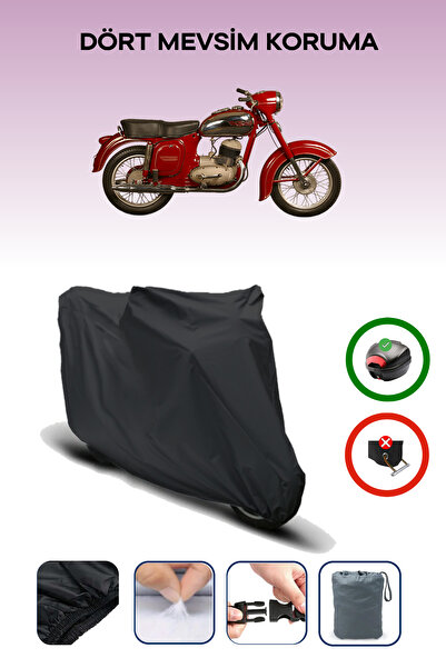 Breen Black Rear Bag Compatible with Jawa 250 Ceylan Compatible Motorcycle Tarpaulin Motor Cover