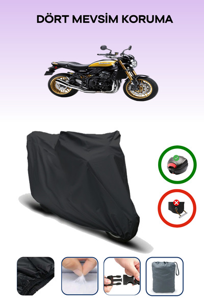 Breen Black Rear Bag Compatible Kawasaki Z 900 Rs Compatible Motorcycle Canvas Motor Cover