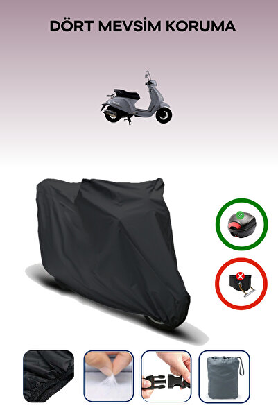 Breen Black Rear Bag Compatible Altai Misk 50 Compatible Motorcycle Tarpaulin...
