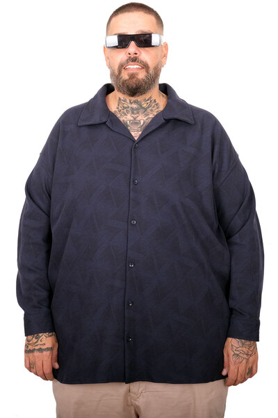 ModeXL قميص رجالي مقاس كبير من موديل XL 11108 باللون الأزرق الداكن