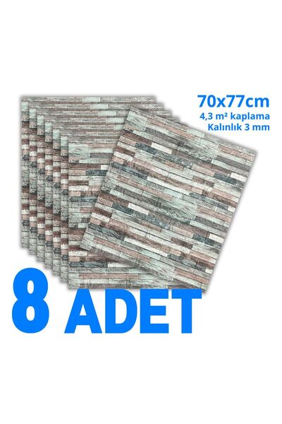 HORECA MARKET 3D Kendinden Yapışkanlı Duvar Kağıdı Strafor Köpük 70x77 Cm 8 A...