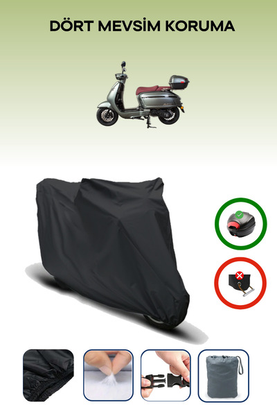Breen Black Rear Bag Compatible Falcon Martini 125 Compatible Motorcycle Tarp...