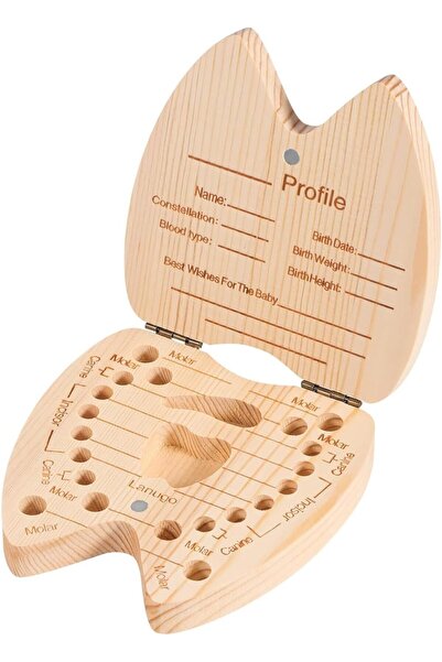 Arabest Wooden Baby Tooth Box Tooth - Storing 20 Shed Milk Teeth, Fetal Hair and Recording Baby Information