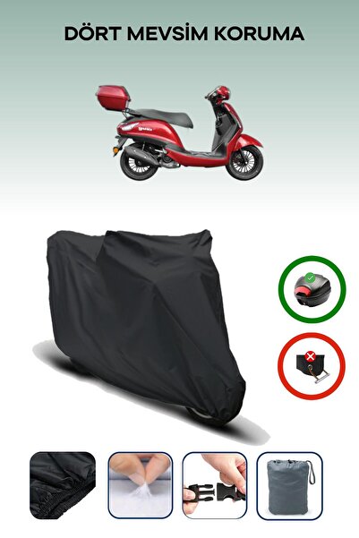 Breen حقيبة خلفية سوداء متوافقة مع يوكي إنزو 50 غطاء محرك دراجة نارية متوافق مع يوكي إنزو 50