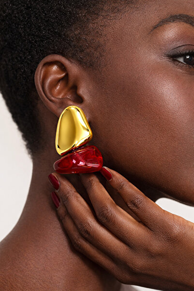 Vi store Çelik Punny Bordo Küpe