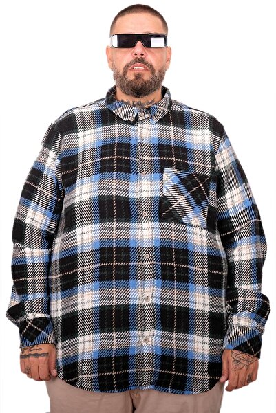 ModeXL Mode XL Büyük Beden Erkek Oduncu Gömlek 25394 petrol yesili