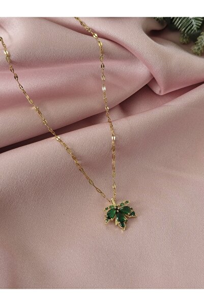 Glamluxe Çınar yaprağı model 316l çelik kolye