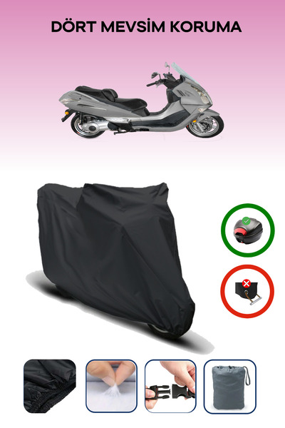 Breen Black Rear Bag Compatible Cfmoto Jet Max Compatible Motorcycle Tarpauli...
