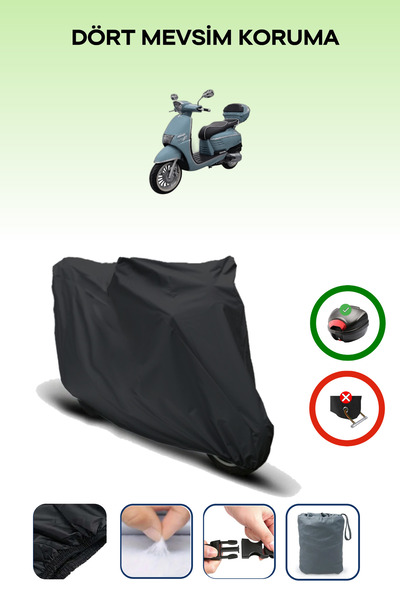 Breen Black Rear Bag Compatible with King Motor Rigil 125 Compatible Motorcyc...