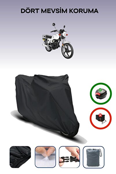 Breen Black Rear Bag Compatible Yuki Yk 125-7D Apollo Compatible Motorcycle Tarpaulin Motor Cover