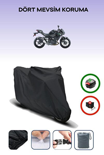 Breen Black Rear Bag Compatible Kawasaki Z 500 Compatible Motorcycle Tarpauli...