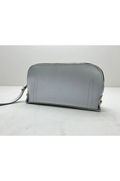 MeGass Dekor Leather Fabric White Color 17X10 cm Jewelry-Makeup Zipper Bag