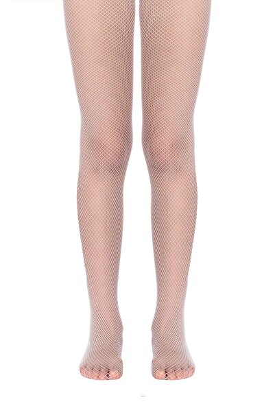 Conte Elegant Ciorapi pentru copii din poliamidă, cu model tip plasă - Bianco, 152-158