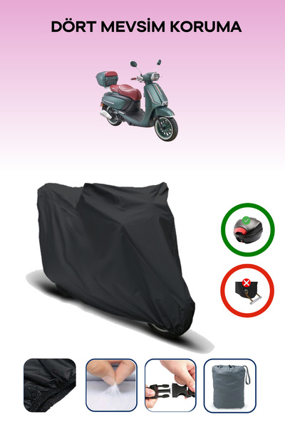 Breen Black Rear Bag Compatible Arora Mojito 125 Compatible Motorcycle Tarpau...