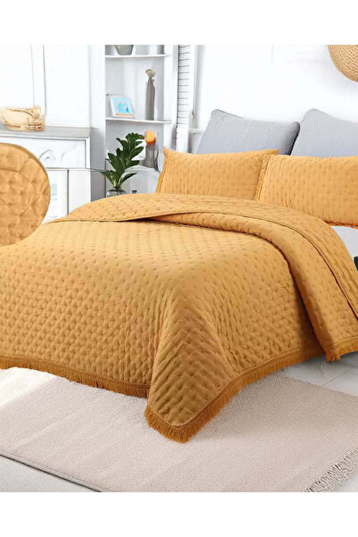 REDTAG Rust 3 Piece Bedspread With Fringe (King Size)