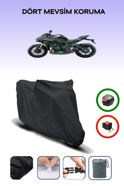 Breen Black Rear Bag Compatible Kawasaki Z H2 Se Compatible Motorcycle Canvas Motor Cover