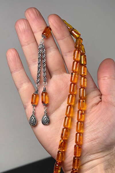 TESBİHKENTİ قلادة مزدوجة من الفضة عيار 925 مع كريستال البلطيق الليتواني