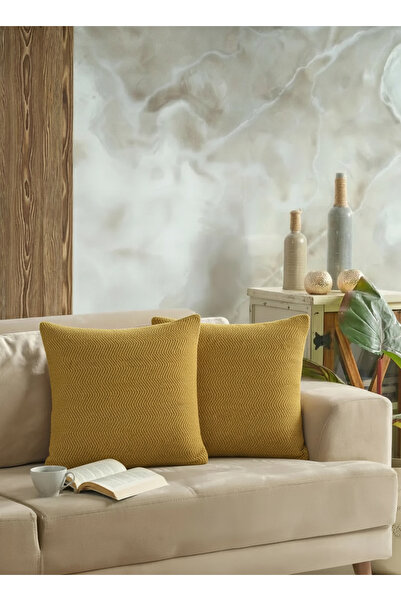 LADYNİL Husă naturală pentru pernă din 2 piese 45x45 MUSTARD cu fermoar