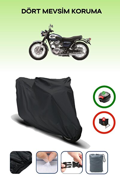 Breen Black Rear Bag Compatible Kawasaki W 800 Compatible Motorcycle Tarpauli...
