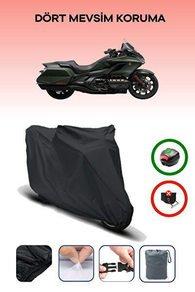 Breen حقيبة خلفية سوداء متوافقة مع غطاء محرك الدراجة النارية Honda Goldwing GL 1800 DCT المتوافق مع الدراجات النارية
