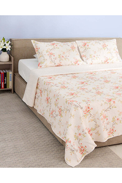 REDTAG لحاف وردي اللون مكون من 3 قطع مطبوع زهور (مقاس كينج)