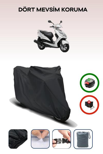 Breen Black Rear Bag Compatible Yamaha Cygnus X Compatible Motorcycle Tarpaul...