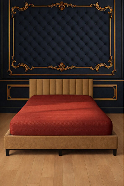 Pera Deluxe Red Color Jacquard Cotton Combed Elastic Bed Sheet 100X200 cm – Domestic Production