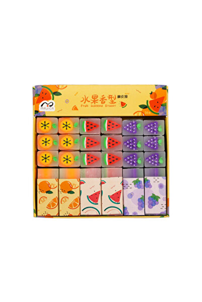 Choice3 36pcs Fruit-1 box 12pcs/set Cute Pencil Eraser Animal Dinosaur Ball F...