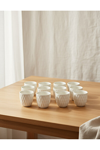 REDTAG طقم أكواب كاوا أبيض منقوش (12 قطعة)