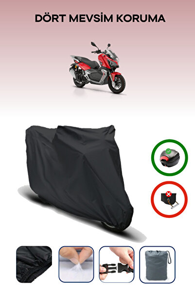 Breen Black Rear Bag Compatible Rks Reale 125 Compatible Motorcycle Tarpaulin...