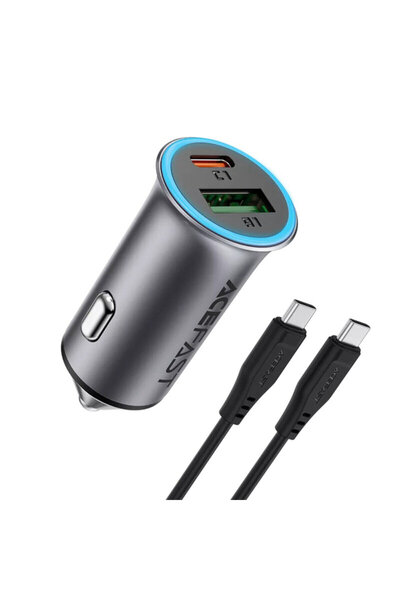 Acefast Încărcător auto USB, Tip-C + cablu Tip-C, 95W, B16