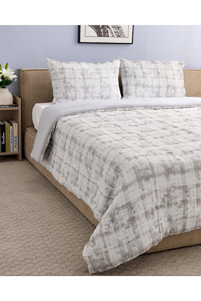 REDTAG طقم لحاف رمادي مكون من 3 قطع بنقشة مميزة (مقاس كينج)