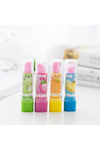 Choice 4 Pcs Cute Cartoon Lipstick Creative Novelty Pencil Eraser Stationery