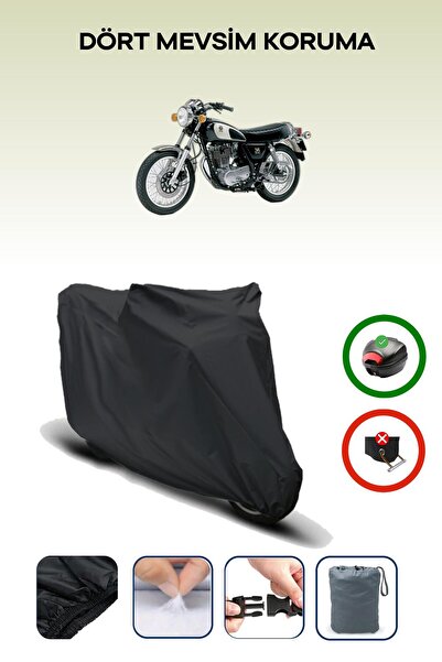 Breen Black Rear Bag Compatible Yamaha Sr 500 Compatible Motorcycle Tarpaulin...