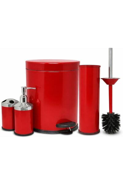 Vinoks Eko Series 4-Piece Bathroom Set Trash Can+Toilet Brush+Soap Dispenser+...