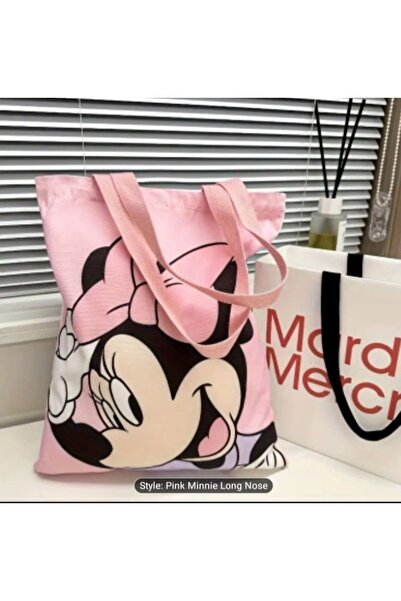 PrasadCo Pink Minnie Mouse Design Tote Canvas Bag Large Size