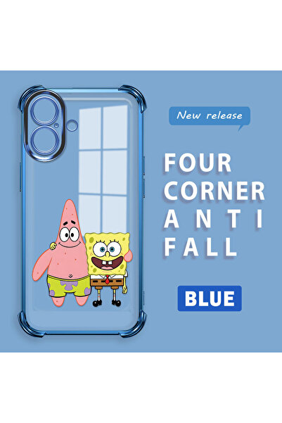 ucuc غطاء حماية شفاف من السيليكون متوافق مع آيفون 16 بتصميم سبونج بوب السعيد ...