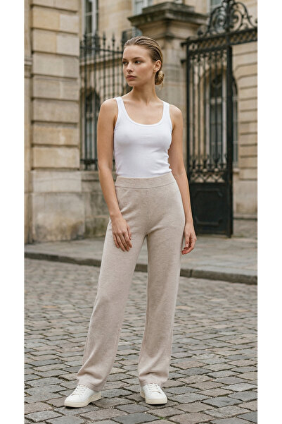 Amia&Co. Beige Basic Sweatpants with Elastic Waist Detail