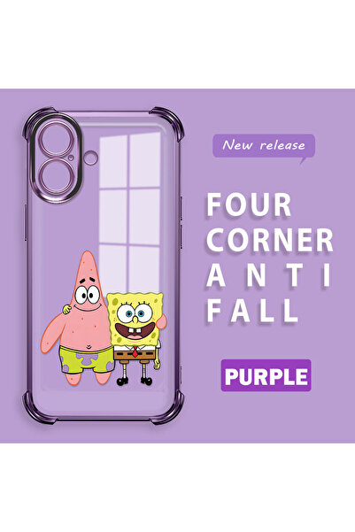 ucuc غطاء حماية شفاف من السيليكون متوافق مع آيفون 16 بتصميم سبونج بوب السعيد ...