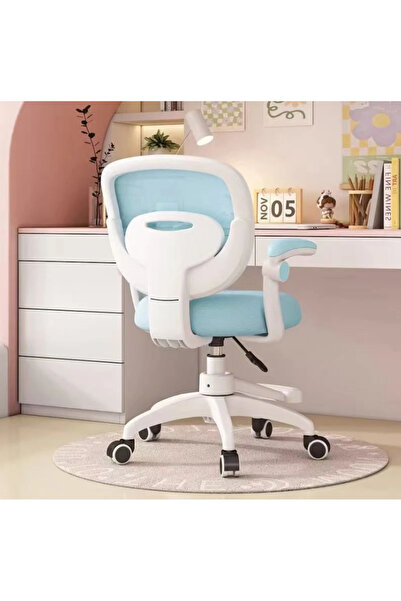 OEM Ergonomic swivel hydraulic kids office chair, foam seat, ergonomic back, blue