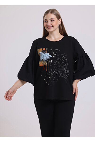 lavelina Büyük beden baskılı bluz
