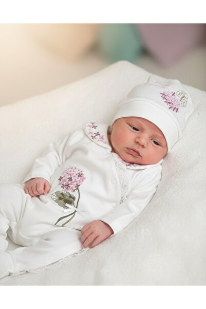 Eda Baby Ortanca Embroidered 100% Cotton 3-Piece Jumpsuit Set