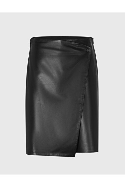 İLVİ Diosa Hakiki Deri Siyah Kadın Şort Etek