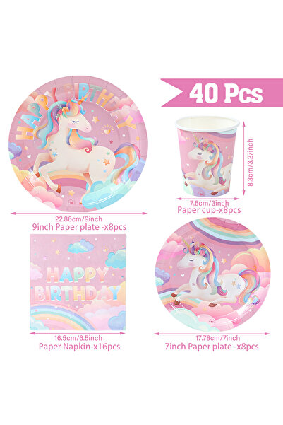 Choice 1Set Rainbow Unicorn Disposable Tableware Happy 1st Birthday Party Dec...