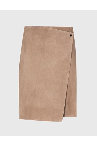 İLVİ تنورة قصيرة من الجلد الطبيعي للنساء من Diosa باللون البيج