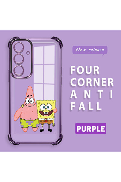 Samsung Galaxy S24 Fe Compatible Childhood Joy Sponge Bob Transparent Silicone Protected Case
